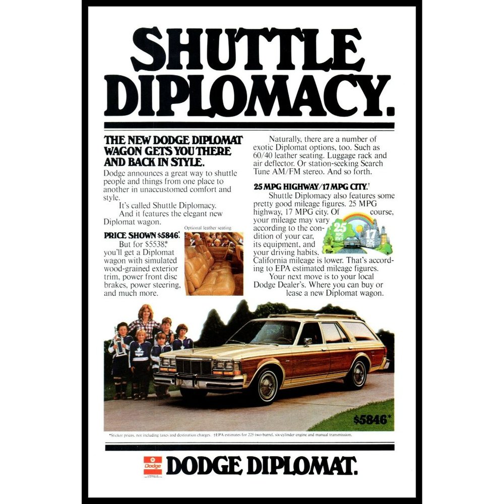 1978 Dodge Shuttle Diplomacy Vintage Print Ad Mother And Sons